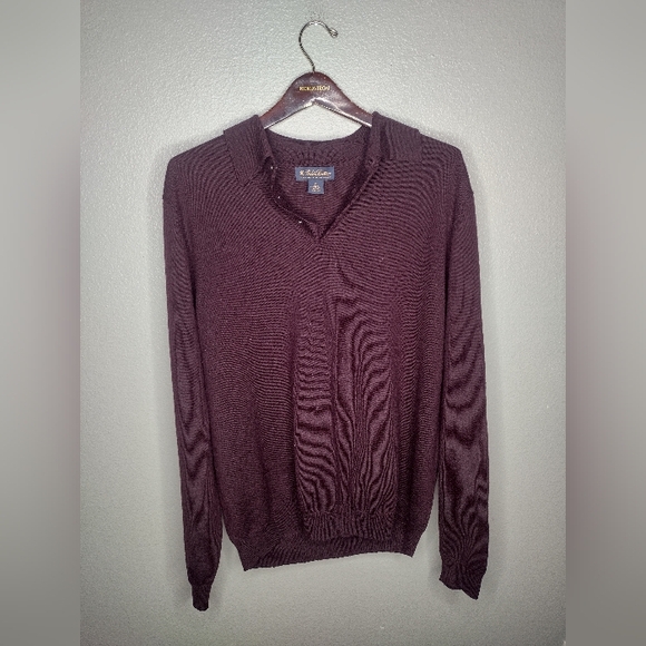 Brooks Brothers Men's Sweater XL Extra Fine Merino Wool Pullover Collar P - Picture 1 of 8